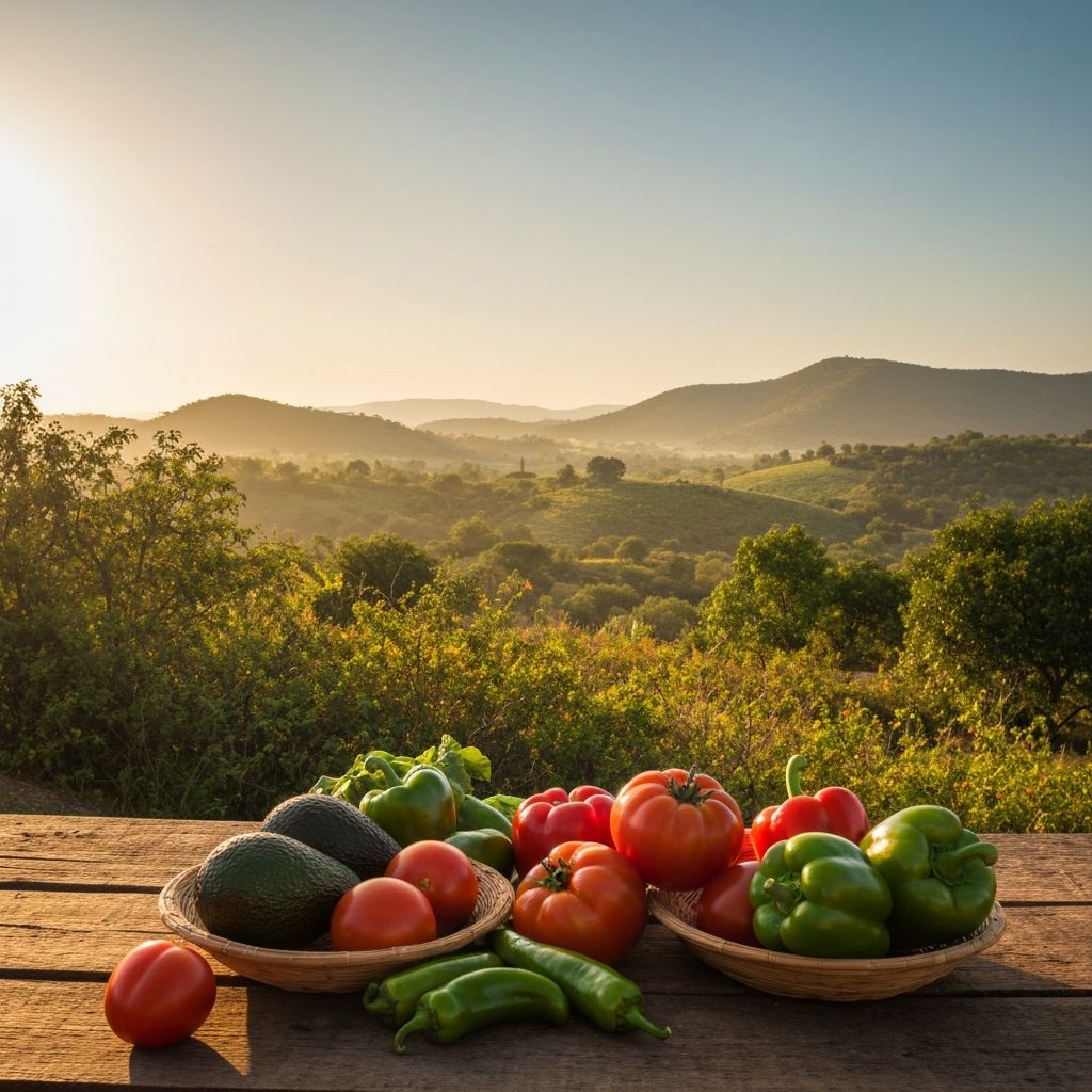 Amanecer mexicano con productos frescos